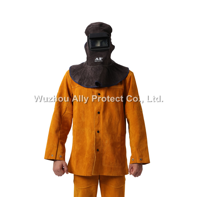 AP-3001 Charcoal-brown Cowhide Leather Welding Safety Face Shield